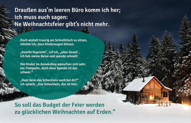 Weihnachtsgedicht für Spendenaktion vom Annakolleg