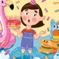 Illustration eines Kindes mit sprechenden Gegenständen
