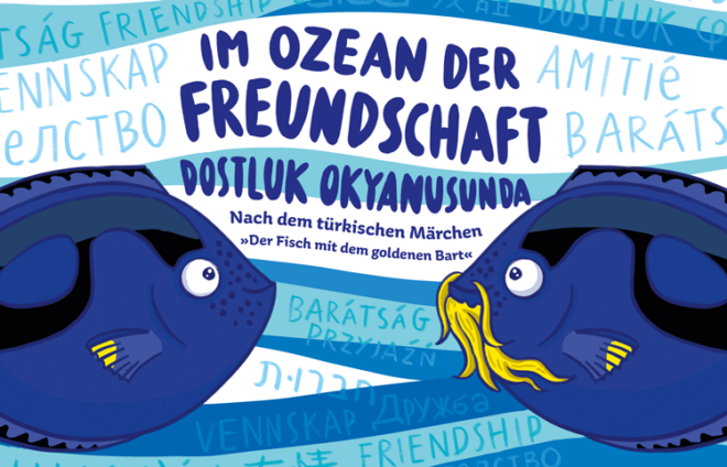 Illustration von zwei blauen Fischen