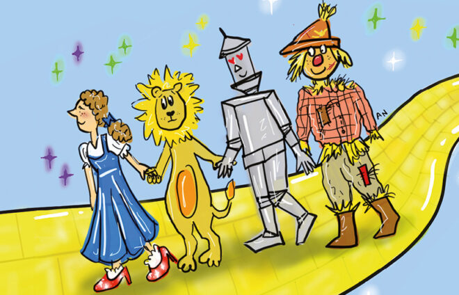 Illustration von Figuren aus "Zauberer von Oz"
