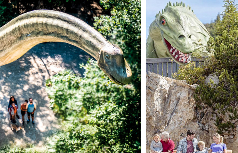 Collage Dinosaurier Museum Altmühltal und Triassic Park