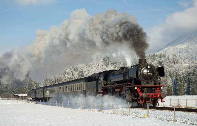 Christkindldampfbahn Bahnpark Langenwang Winter